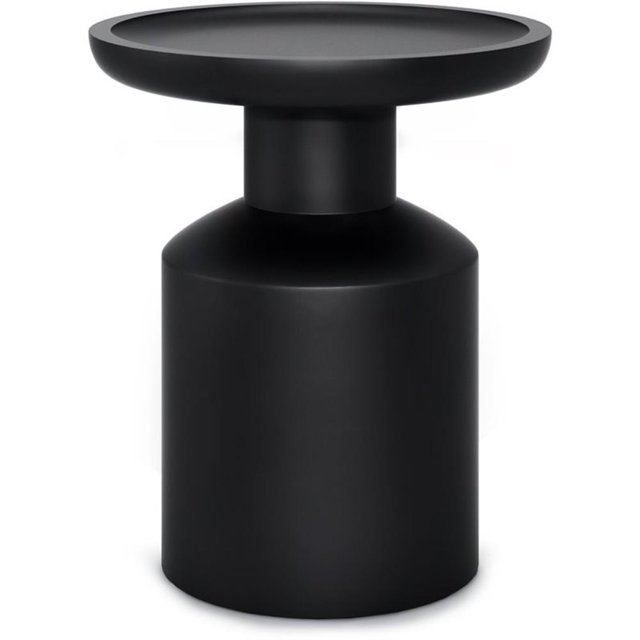 Allora Table d'Appoint Ronde Contemporaine en Bois Massif de 16 Pouces en Noir