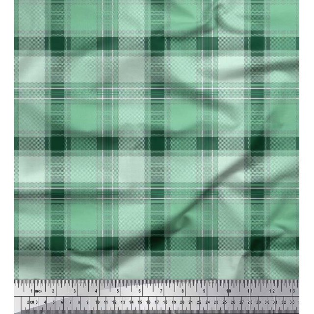Soimoi Cotton Voile Fabric Gingham Check Decor Fabric Printed Yard 42 Inch Wide