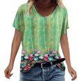thumbnail image 1 of Femmes Été Imprimé Manches Courtes O Tee-Shirt Tops, 1 of 3