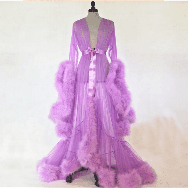 Tulle Robe Long Lingerie Bridal Dressing Gown Puffy Nightgown Photoshoot