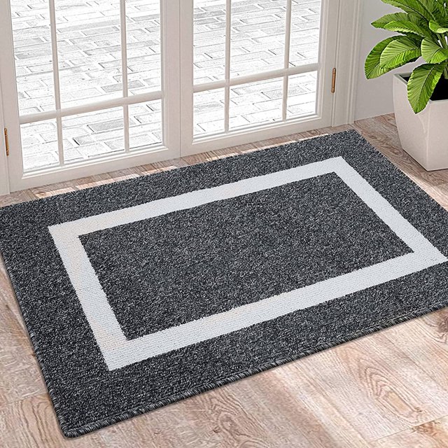 XICEN Indoor Door Mat, 20x32, Non-Slip Absorbent Resist Dirt Entrance Rug, Machine Washable Low-Profile Inside Entry Door Rugs for Entryway, Black