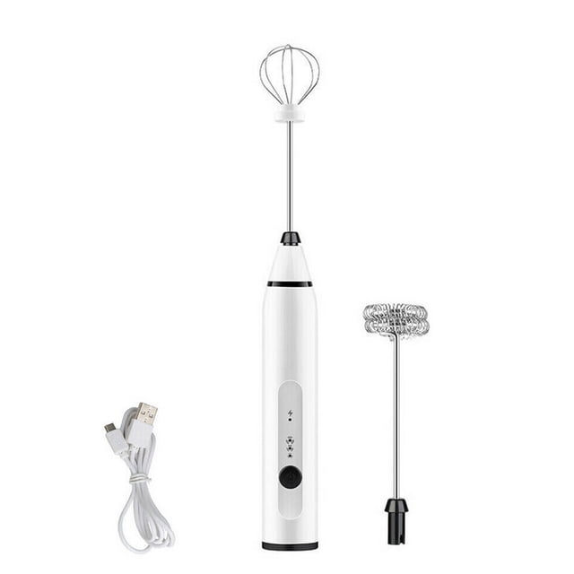 Rechargeable Electric Mixer Automatic Egg Beater, Three Speed Adjustable Handheld Rechargeable Foam Machine Suitable For Latte, Cappuccino, Matcha, Frappe, Sparkling Coffee, Hot Chocolate,white