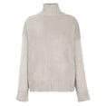 thumbnail image 4 of Mrat Chandail Court pour Femmes Uni à Manches Longues Chandail Robe Longue Chandails de Travail pour Dames Col Roulé Chandail Décontracté Hauts Blanc G, 4 of 6