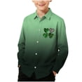 thumbnail image 1 of RXMEKW Chemise à Manches Longues Imprimée de la Saint-Patrick pour Garçons avec Col Rabattu, 95 % Coton 5 % Élasthanne, Vert, 1 of 7
