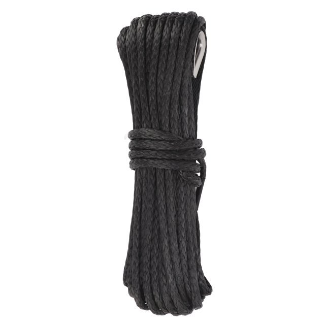 Winch Rope, 7800lbs Breaking Strength Nylon Black 15m Long Weatherproof Winch Cable Replacement For ARB For SUV Truck ATV UTV