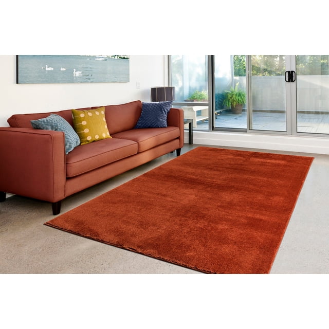 LaDole Rugs 3x10 ft Fluffy Shaggy Area Runner Rug | Machine Washable Long Carpet For Hallway, Kitchen, Entry Way, Indoor Floor Décor | Copper Mustard