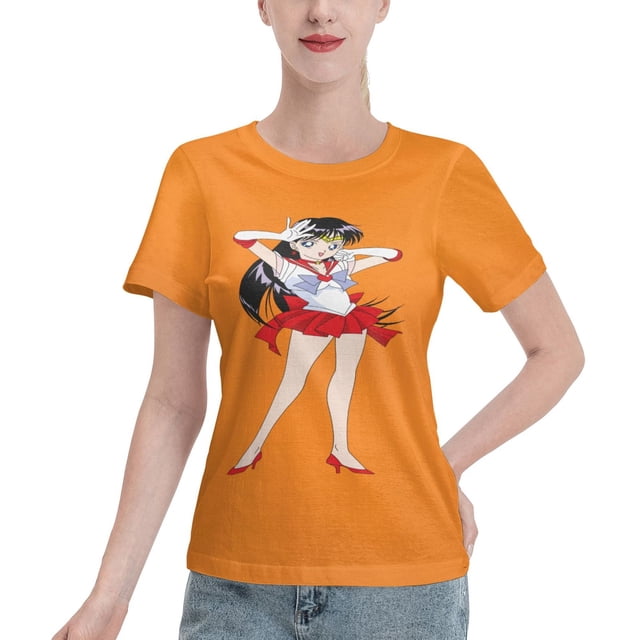 T-Shirt Basique à Manches Courtes pour Femmes Sailor Moon Rei Hono