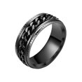 thumbnail image 2 of Trayknick Men Ring Simple High Polished Fashion Jewelry Rotating Chain Inlaid Finger Ring for Party Black US 7, 2 of 13