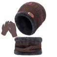 thumbnail image 1 of Winter Hat and Gloves for Men Winter Warm Plus Fleece Thick Hat Scarf Scarf Solid Color Screen Gloves Three-Piece Adult Winter Gloves Touchscreen Gloves Mens Winter Gloves Touchscreen, 1 of 1