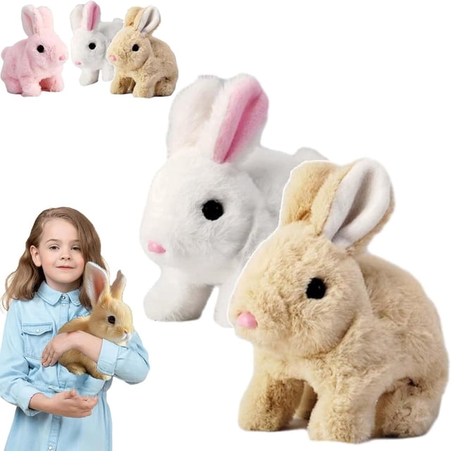 SUTENGDA Bunby - My Realistic Bunny Realistic Bunny Can Walk and Talk Bunby My Realistic Bunny Bliss Stuffed Bunny Easter Plush Interactive Realistic Bunny Robot (Pink)
