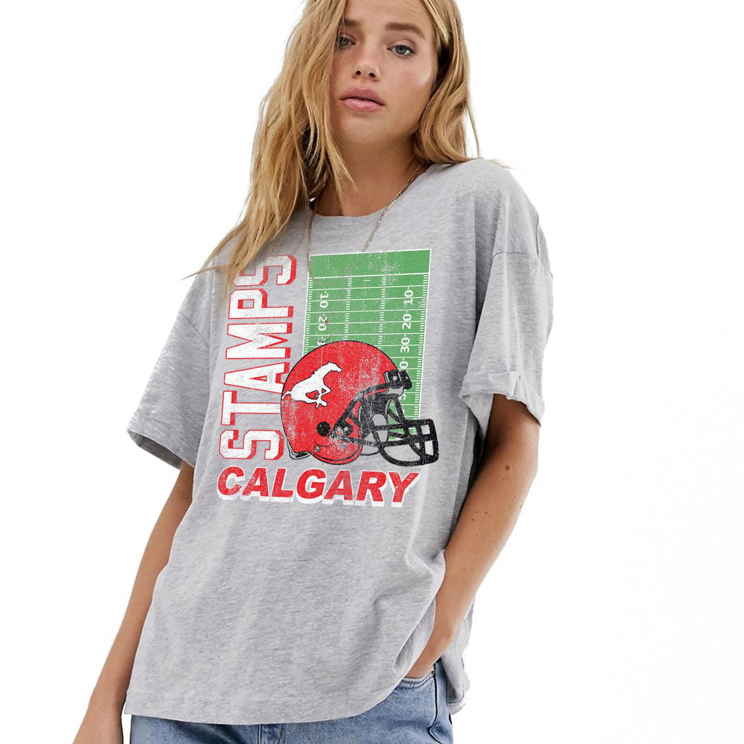 T-shirt à manches courtes Graphic Athletic Heather pour femmes sous licence CFL Stampeders