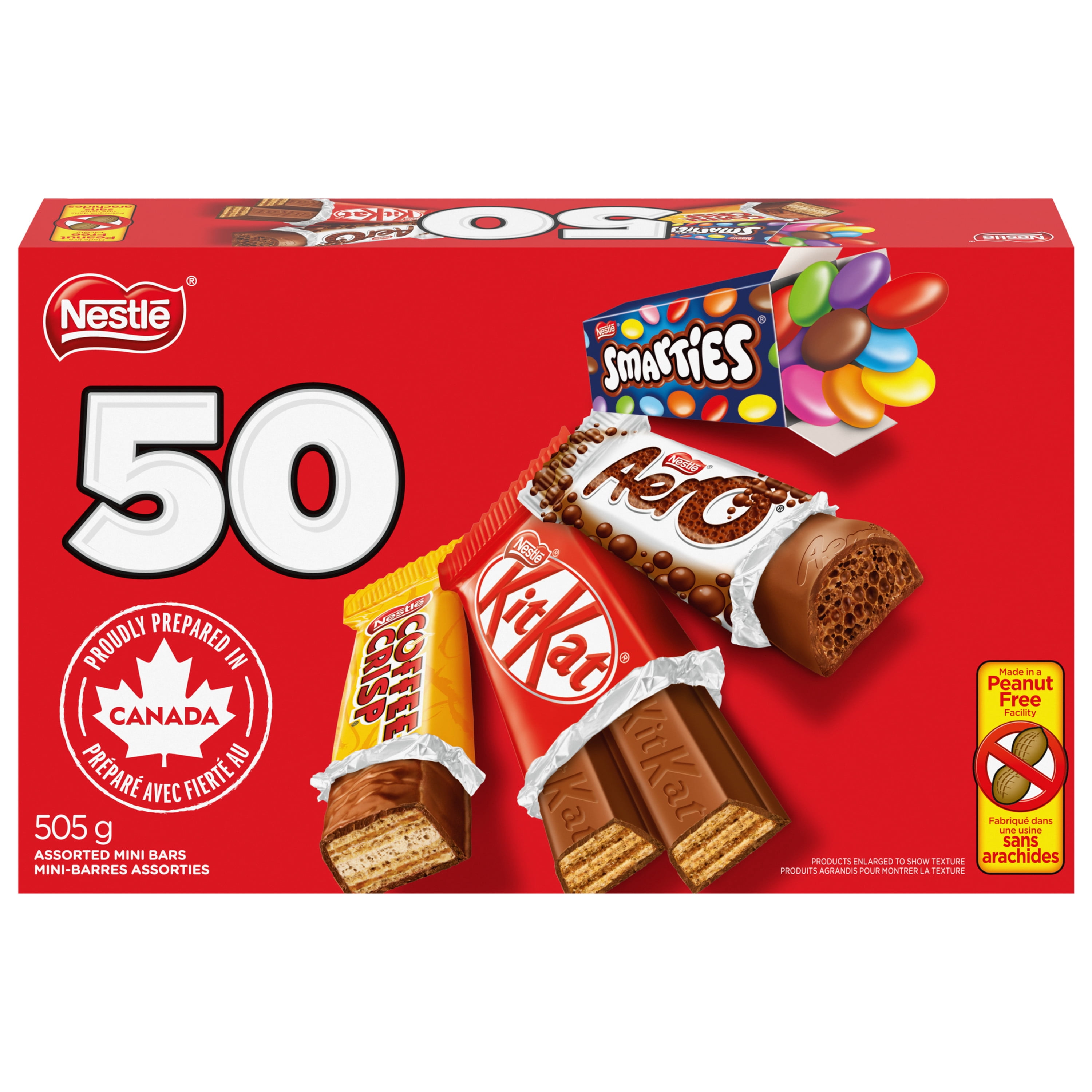 NESTLÉ Favourites KITKAT, AERO, SMARTIES & COFFEE CRISP Mini Bars & Candies, Peanut-free Halloween Candy, Individually Wrapped, Made in Peanut-free Facility, Prepared in Canada