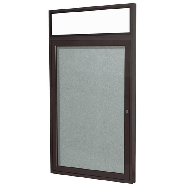 Pemberly Row Vinyl 36" x 24" 1 Door Enclosed Bulletin Board in Silver