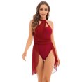 thumbnail image 4 of Aislor Robe de Danse Lyrique Sans Manches à Blocs de Couleur Jupe en Chiffon Justaucorps Robe de Danse Contemporaine Bordeaux m, 4 of 7