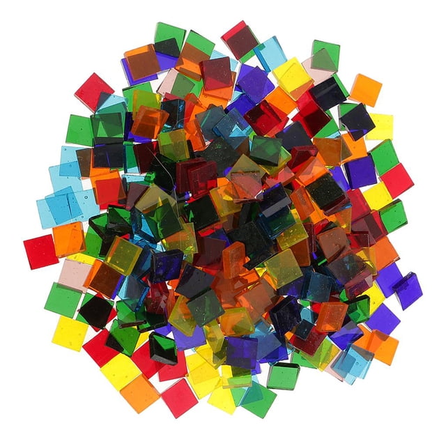 simhoa 250pc/set Colored Puzzle Mosaic Clear Glass Tiles Square Rhombus Decoration 10mm