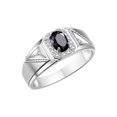 thumbnail image 4 of RYLOS Men's Rings Sterling Silver Classic 7X5MM Oval Gemstone & Diamond Ring Onyx October Birthstone Rings For Men Size 11, 4 of 7