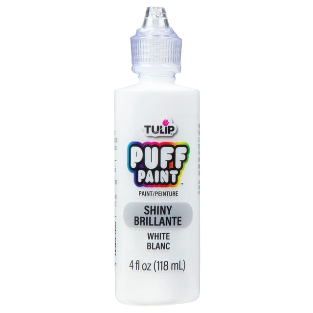 Tulip Puff Dimensional Fabric Paint, White, 4 fl. oz., Nontoxic, Liquid, Permanent, Flexible, Machine Washable, 3D Texture