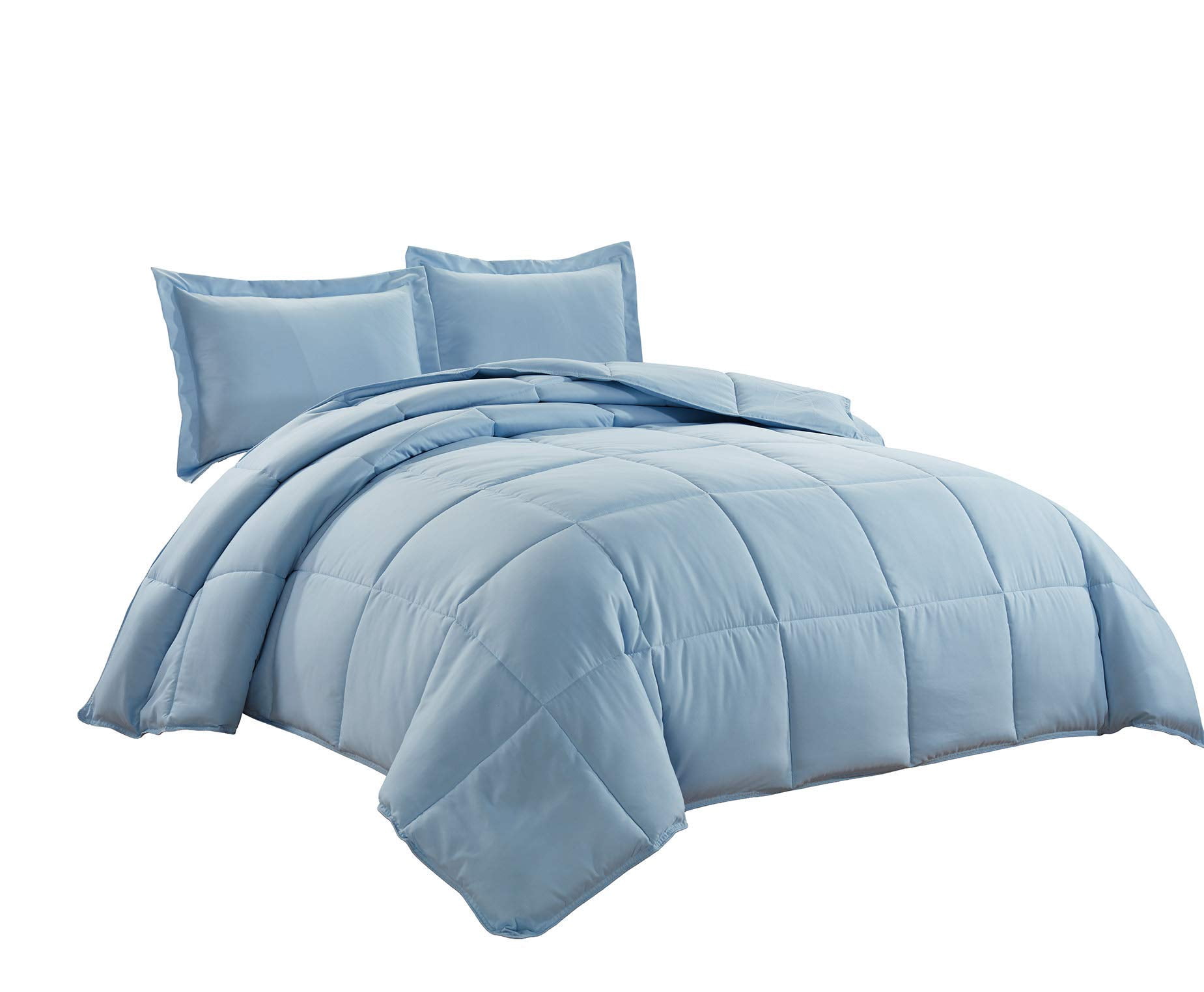 Chezmoi Collection 3-Piece Down Alternative Comforter Set - Lightweight All Seasons Luxurious Brushed Microfiber Comforter (Oversized Queen, Chambray Blue)