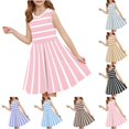 thumbnail image 1 of Milgrthf Robe à Volants pour Filles Robe Évasée Ceinturée Décontractée de Fête Couleur Unie avec Ceinture pour Adolescents de 6-16 Ans Noir, 1 of 9