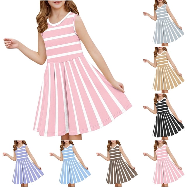 Milgrthf Robe à Volants pour Filles Robe Évasée Ceinturée Décontractée de Fête Couleur Unie avec Ceinture pour Adolescents de 6-16 Ans Noir