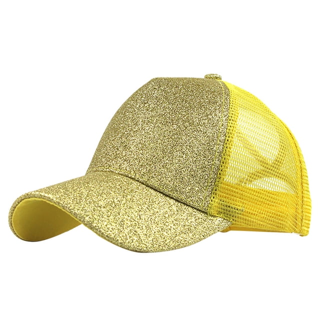 Baseball Cap Display Ponytail Messy Buns Trucker Plain Baseball Visor Cap Unisex Glitter Hat