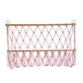 thumbnail image 2 of Abbracc Wall Hanging Net Plush Toy Net Handwoven Boho Macrame Stuffed Animal Hammock Pink, 2 of 9