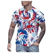 LUOGENLI T-shirts Homme pour Hommes T-Shirt Homme avec Tee Dye Fashionable Imprimé homme T-shirt manches courtes T-Tshirt Homme Graphic Tee Funny Easter Mens T-hirs Graphic tees Valentines Blue L