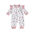thumbnail image 1 of FAROOT Baby Girl Christmas Romper Cartoon Print Long Sleeve Button Down Full Length Jumpsuit Fall Winter Clothes, 1 of 7