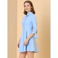 thumbnail image 4 of INSPIRE CHIC Robe-Chemise Patineuse en Coton pour Femmes à Col, Manches 3/4, Boutonnée, 4 of 6