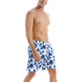 thumbnail image 4 of Father and Son Matching Leaves Print Swim Trunks/Boys Quick Dry Swimwear Bathing Suits, 4 of 7