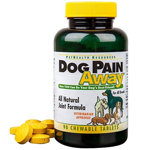 Dog Pain Away - Vet Approved Dog Pain Reliever (90 Count) ? Fast Acting Pain Relief Supplement To Repair Connective Tissue and Help Alleviate Hip and Joint Pain ? All Natural Chewable Tablets To Renew
