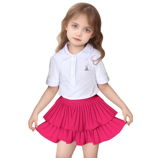Robes pour Filles Jupe Mini Plissée pour Tout-Petit Été Style Tutu à Volants avec Shorts en Dessous pour