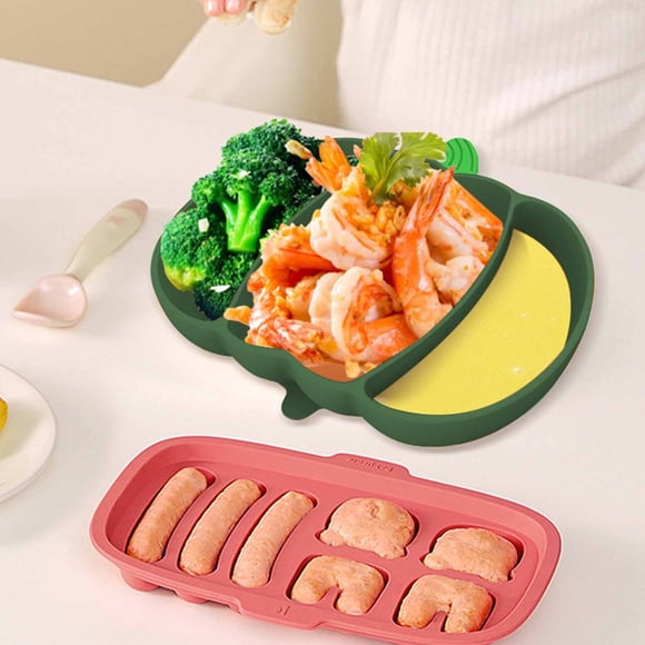 Chmadoxn Kitchen Gadgets, Kitchen Accessories, Pumpkin Silicones Dinner Plates Placemat Tray Compartmentalized Tableware Suction Cup Bowl Dinner Plates Supplemental Bowl The Pumpkin Plate