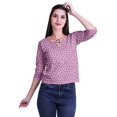 thumbnail image 1 of Moomaya Printed Keyhole Neck Ring Top Casual 3/4th Sleeve Tees Tank Tunic Top, 1 of 5