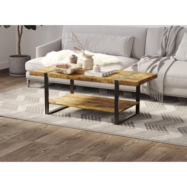 Coffee Table With Storage. Living Room Decor. Living Room Furniture. Couch Table for Apartment Decor. Home Furniture. Reclaimed Wood Look Sofa Table. Easy to Assemble