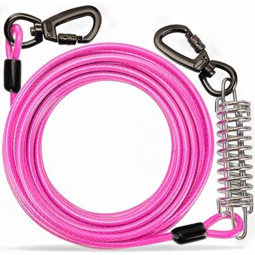GFDYREE Câble d'Arrimage pour Chien, Chaînes pour Chiens d'Extérieur avec Ressort Durable et Boucle en Alliage, Câble d'Arrimage 10/20/30/50 Pi pour Chiens jusqu'à 250 Lb, Laisse pour Chiens pour Cour, Plein Air, Randonnée et Camping