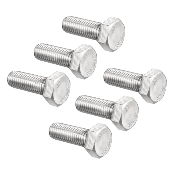 Unique Bargains Hex Screw Bolt, Metric M14x40mm 304 Stainless Steel 4.8 Grade Fully Threaded Hexagonal Screw Bolts 6 PCS