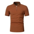thumbnail image 5 of DPTALR Hommes Décontracté Uni Col Rabattu Chandail Patchwork Fermeture Éclair Manches Courtes Blouse, 5 of 5