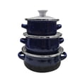thumbnail image 1 of GUOOL 3 Pieces Enamel Mini Pot Set Gifts Deep Double Handle Home Kitchen Pots Home dark blue, 1 of 9