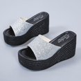 thumbnail image 5 of Penkiiy Women's Slip On Thick Bottom Platform Sandals Comfortable Open Toe Flatform Chunky Sandals 40 Silver, 5 of 5