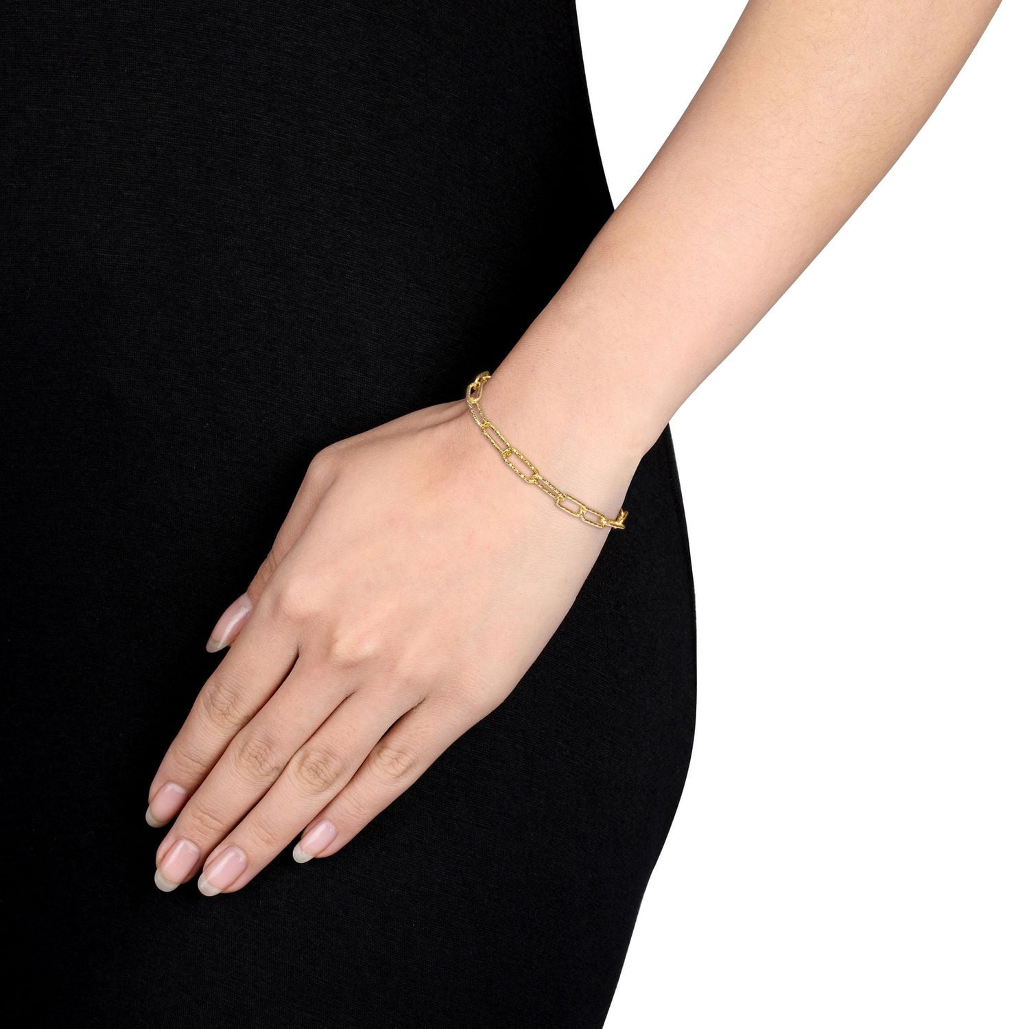 Bracelet en forme de trombone de Miabella en argent sterling plaqué or jaune 18K