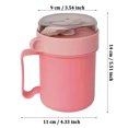 thumbnail image 3 of Cqxid Vaisselle à Moins de 5 $ Gobelet à Soupe Portable en Plastique 500 m avec Couvercle Boîte à Lunch Contenant Alimentaire Tasse de Déjeuner Pot Alimentaire Tasse à Soupe au Lait avec Cuillère Boîte Bento Étanche, 3 of 3