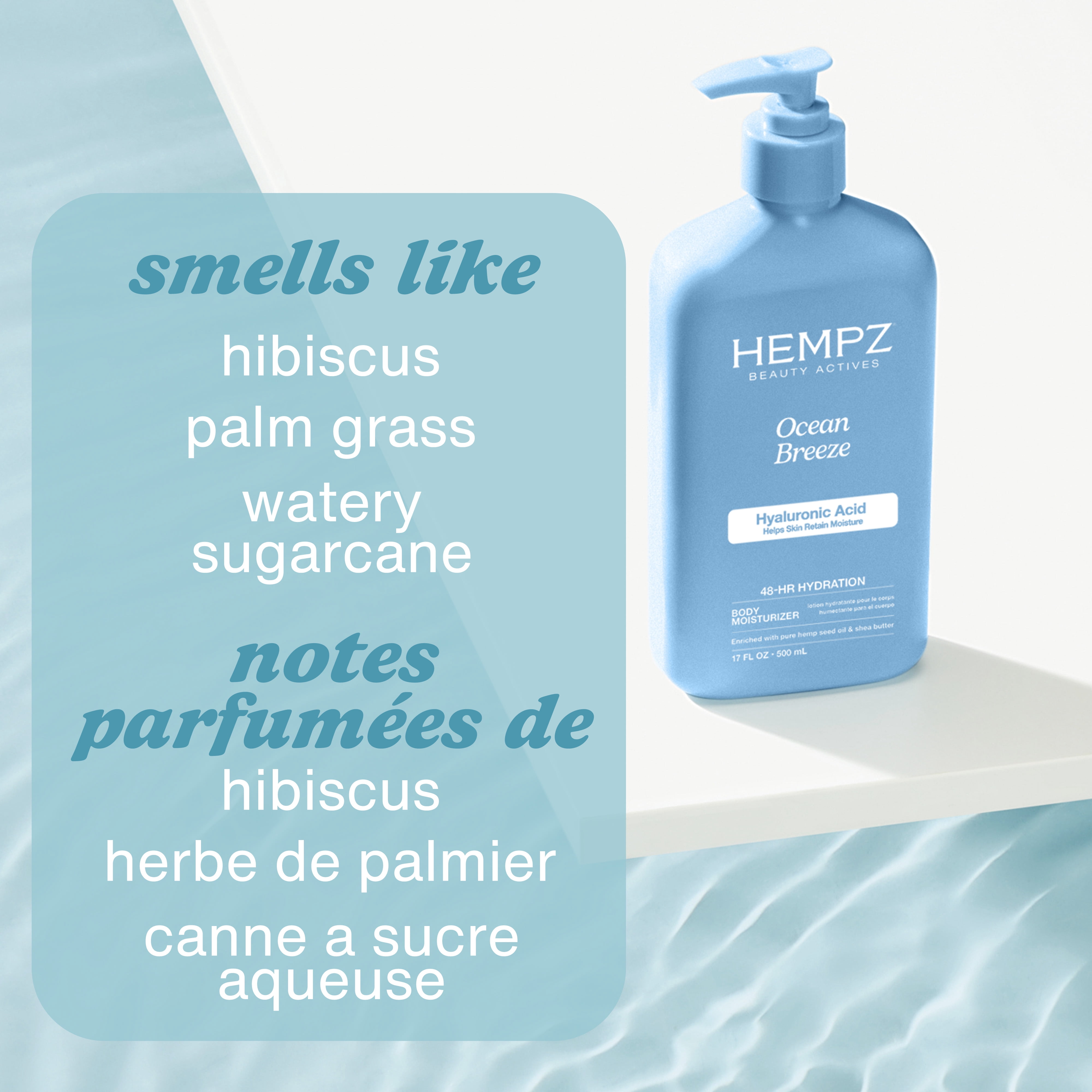 Hydratant corporel HEMPZ – Brise océanique, pour les peaux sèches 17oz
