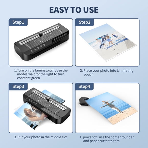 CHUANK Laminator A4 Laminator Machine with 15 Laminating Pouches 90s Fast Warm-up 9 Inches Cold and Thermal Laminator with Built-in Paper Trimmer and Corner Rounder for Home Office Schoo