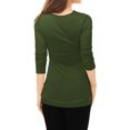 thumbnail image 5 of INSPIRE CHIC Haut Froncé à Manches Longues pour Femme à Col Bénitier avec Boutons Décoratifs, 5 of 5