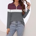 thumbnail image 4 of Plebaso Chemises à Manches Longues pour Femmes à Blocs de Couleur Quart Zip Hauts Décontractés Col Pull Blouses pour Femmes, 4 of 7