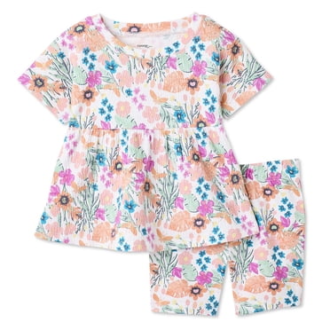 Ensemble 2 pièces avec haut à ourlet basque George pour bébés filles