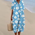 thumbnail image 2 of TJAZFJPA Robe à Manches Longues pour Femmes Robe d'Été de Mode pour Femmes Style Plage Imprimée Col en V Manches 5/4 Robe Décontractée (1) Robe Cocktail à Manches Longues pour Femmes Robe Blanche en Dentelle, 2 of 5