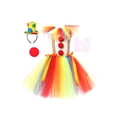 thumbnail image 1 of SUNSIOM Déguisements d'Halloween pour Fille Enfant Clown Robe de Cosplay Tulle Tutu Clown Robe Chapeau Gants Bas Ensemble de Fête, 1 of 6
