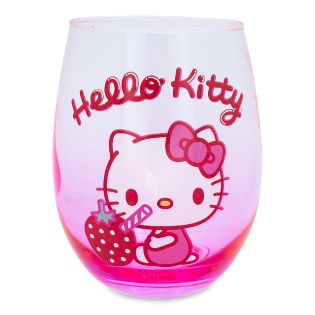 Sanrio Hello Kitty Verre à Vin Sans Pied Fraise / Contient 20 Onces